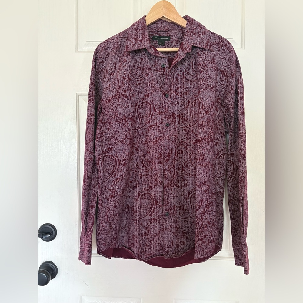 Men’s Express Design Studio Size M button down Maroon Paisley